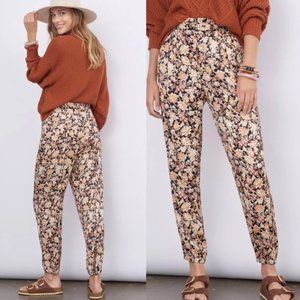 Anthropologie Diandra Pleated Coral Floral Print Jogger Pants 0